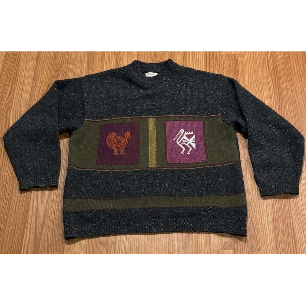 Vintage Sisley Native Navajo Wool Sweater M Aztec Mayan Chimayo Italy RRL Rare